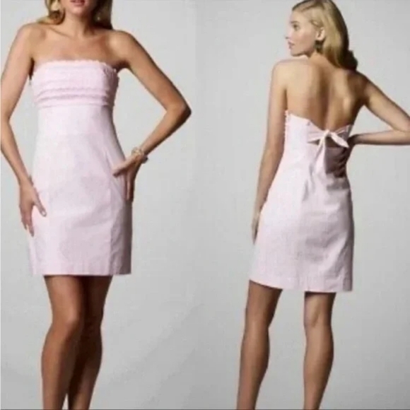 Lilly Pulitzer Dresses & Skirts - Lilly Pulitzer Light Pink Strapless Gingham Mini Dress Size 0